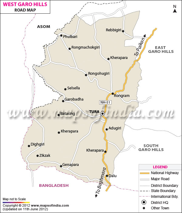 Road Map of West Garo Hills