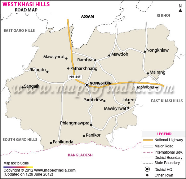 Road Map of West Khasi Hills