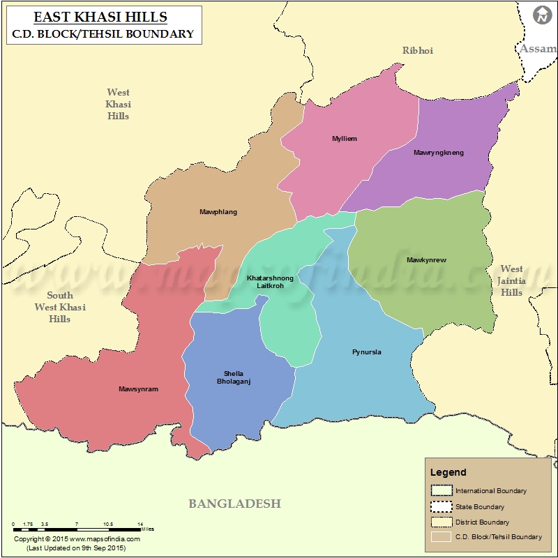 east khasi hills tehsil map
