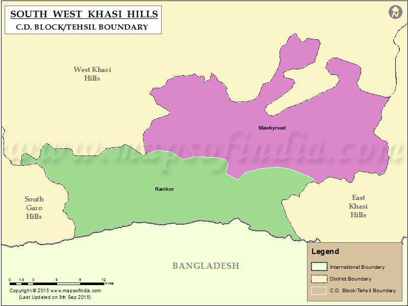 Tehsil Map of South West Khasi Hills