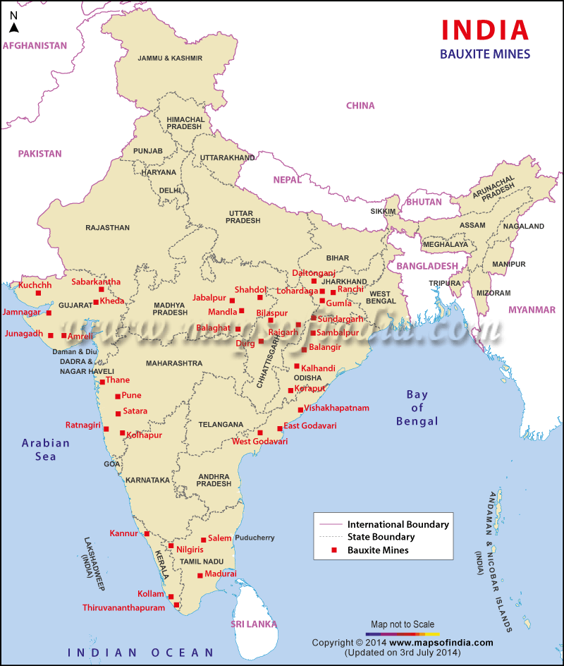 Mineral Map Of India Bauxite Mines In India, Bauxite Mine Location Map