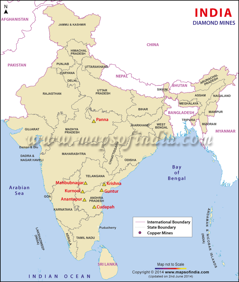 Location of Diamond Mines in India