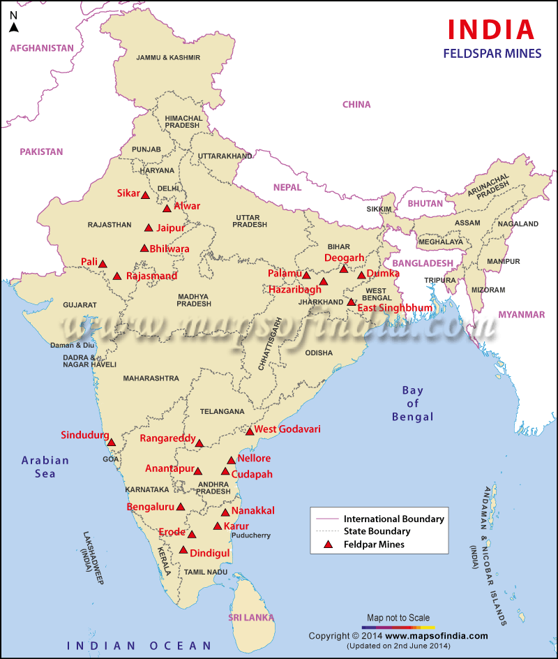 Location of Feldspar Mines in India
