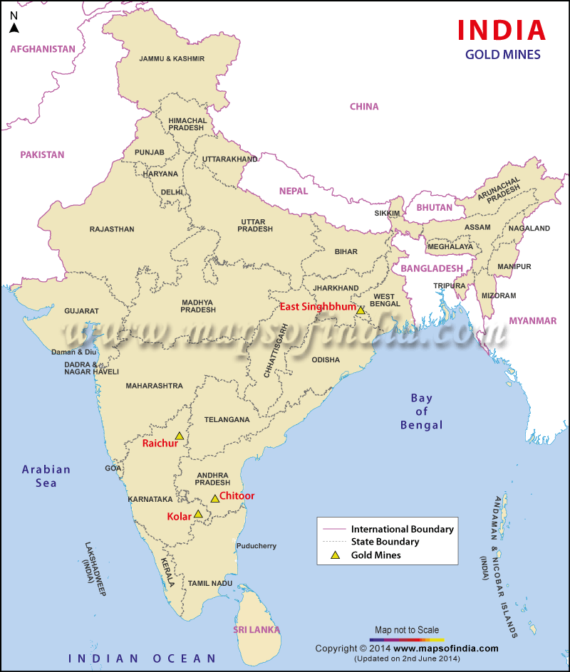 Location of Gold Mines in India