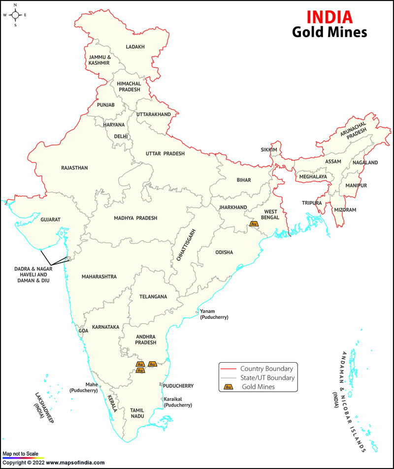 Location of Gold Mines in India