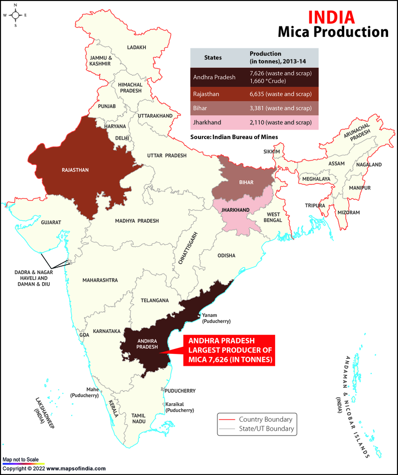 Mica Production in India Map