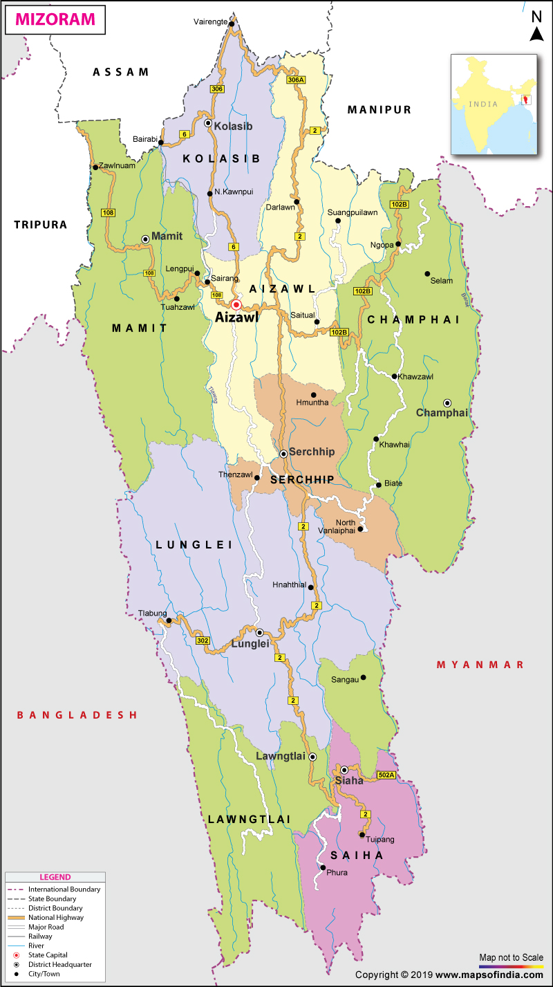 Map of Mizoram