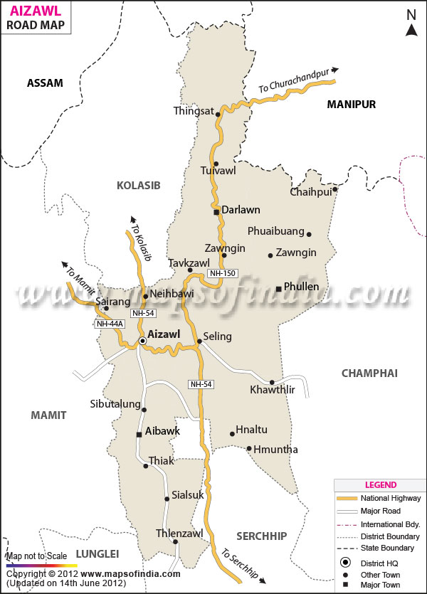 Road Map of Aizwal