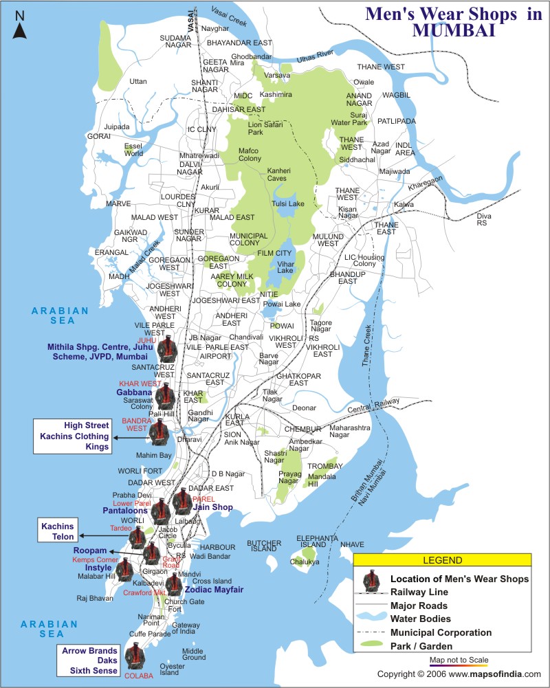 Men's wear Shops Location Map