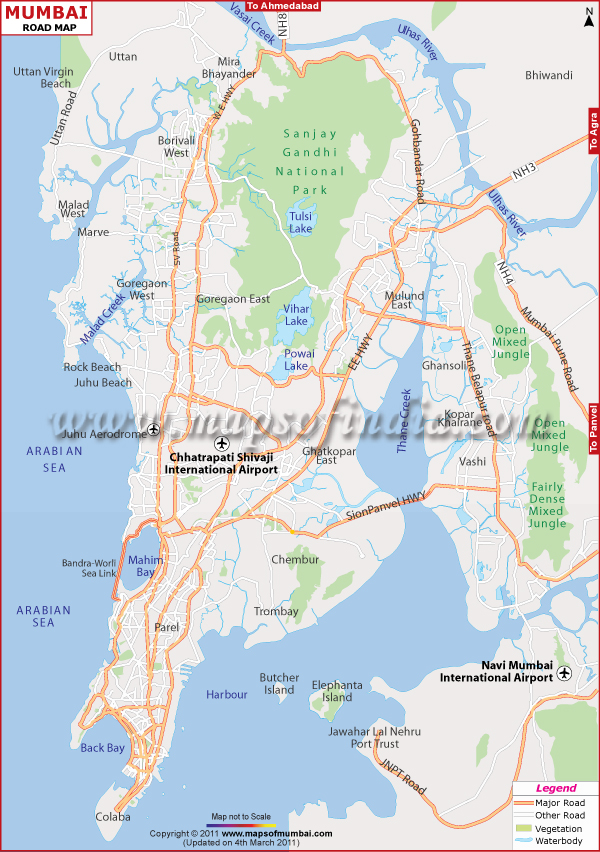mumbai city road map Mumbai Road Map Road Network Of Mumbai Maps Of India mumbai city road map