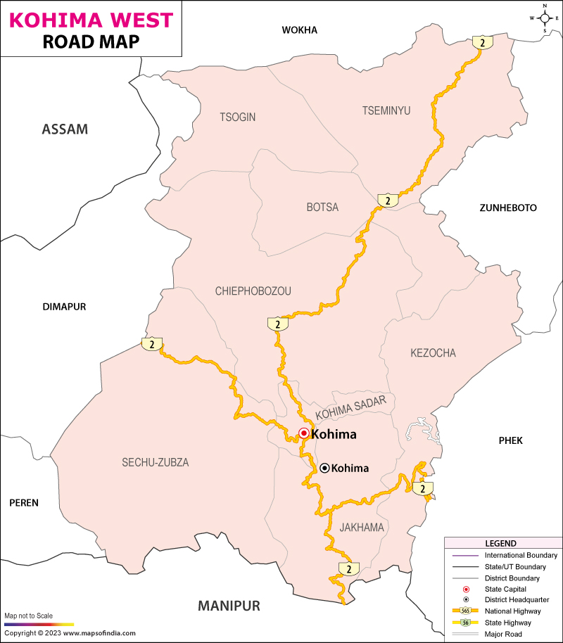 Road Map of Kohima