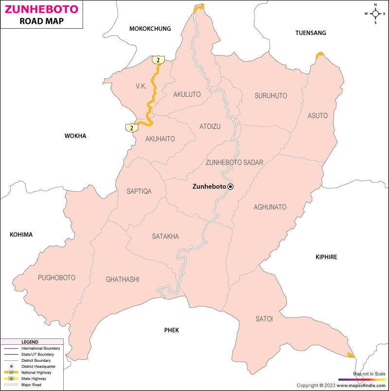 Road Map of Zunheboto