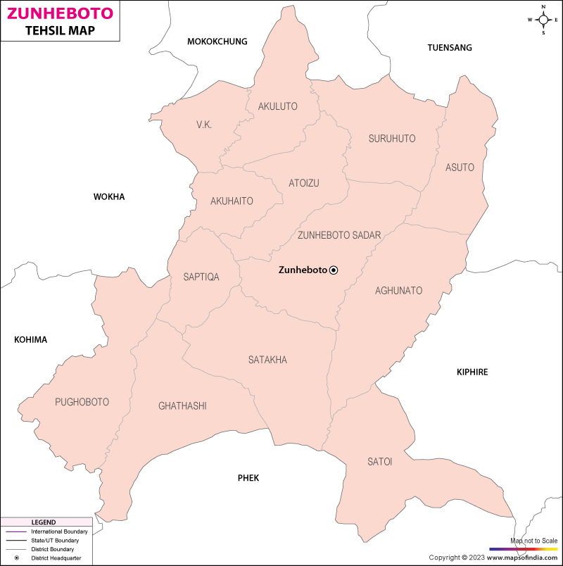 Tehsil Map of Zunheboto