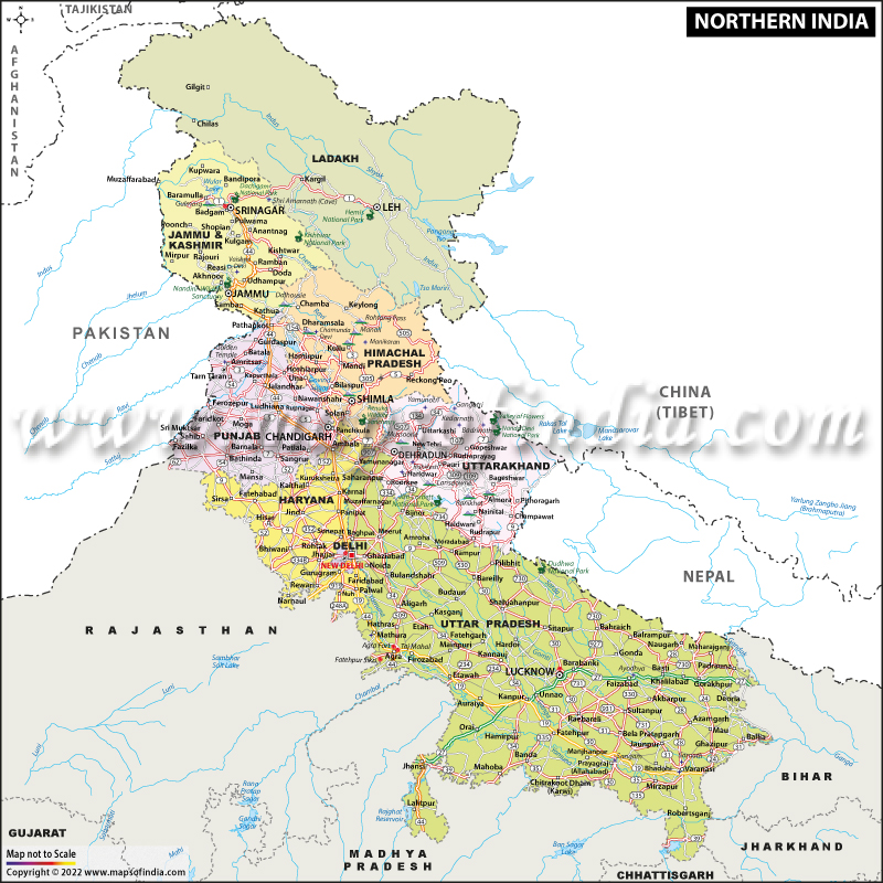 map of northern india North India Map North Zone Map Of India map of northern india