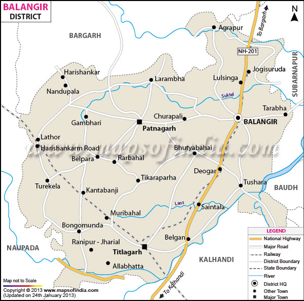 Balangir In Odisha Map Balangir District Map