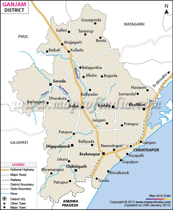 Berhampur In Odisha Map Ganjam District Map