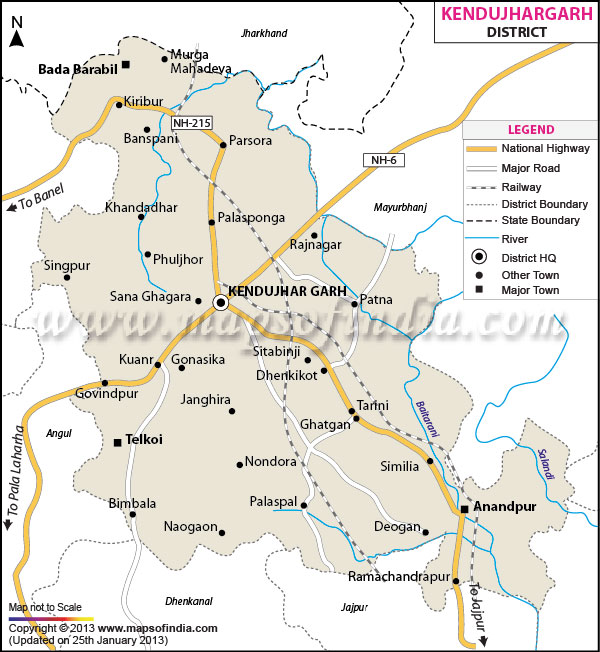 District Map of Kendujhar
