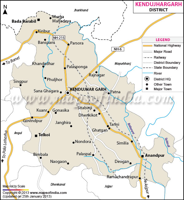 Kendujhargarh Location Map