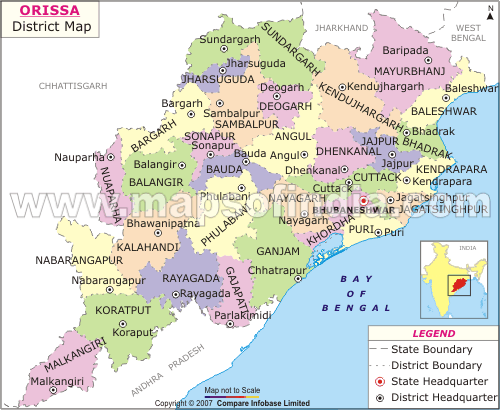 Orissa Location Map