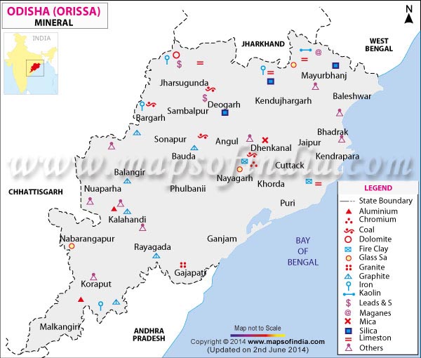 Minerals Map of Orissa