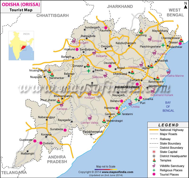 Travel Map of Odisha