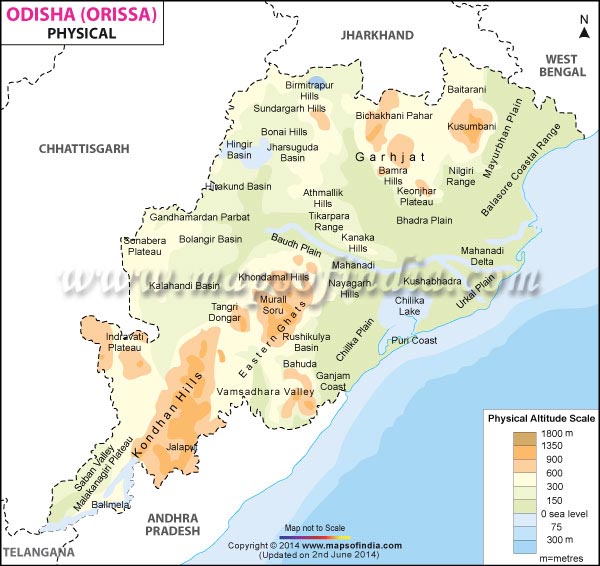 Physical Map of Orissa