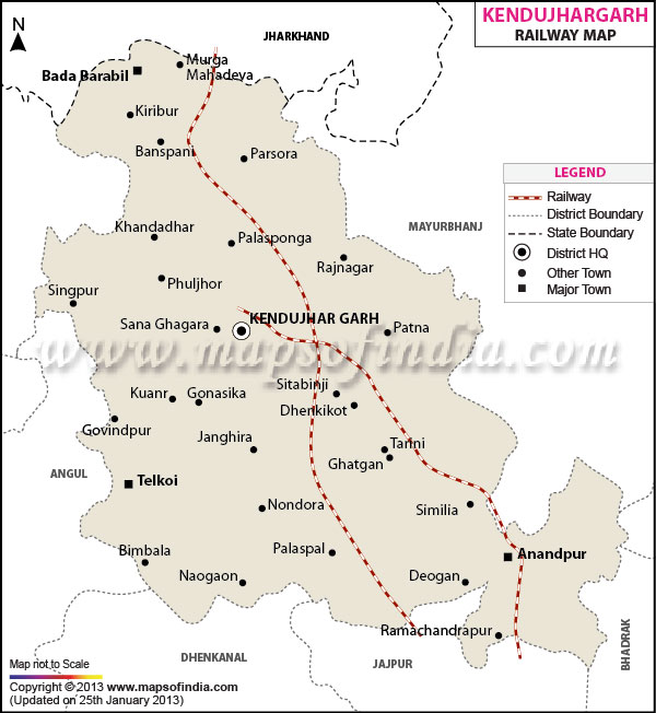 Railway Map of Kendujhargarh
