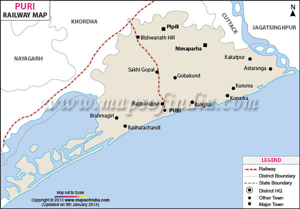 Railway Map of Puri