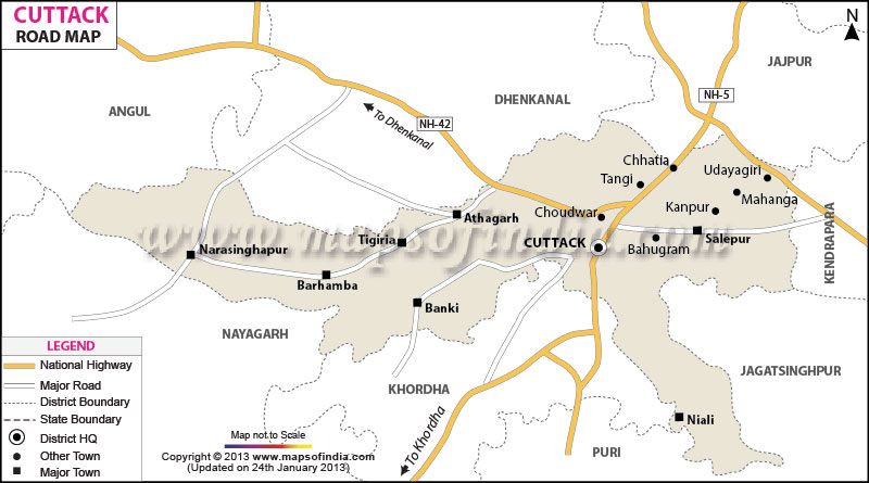 Road Map of Cuttack