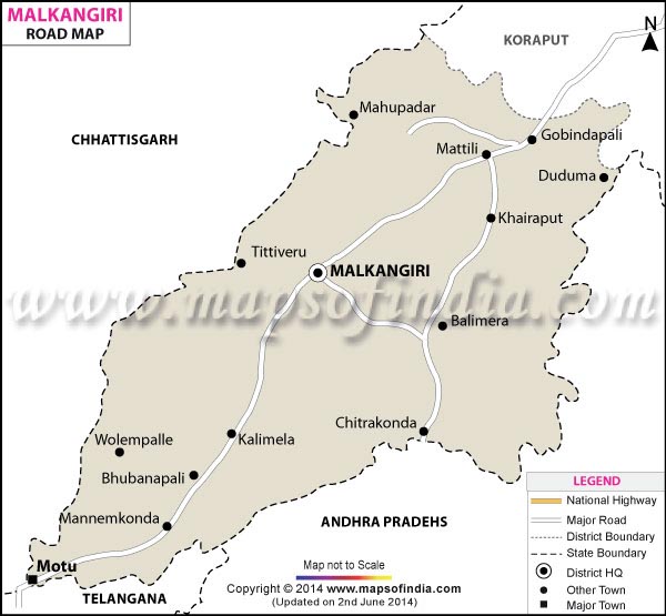 Road Map of Malkangiri