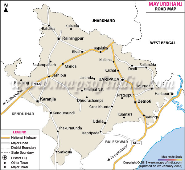 Road Map of Mayurbhanj