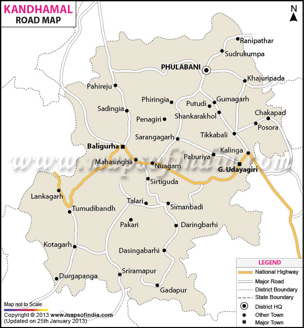 Road Map of Kandhamal