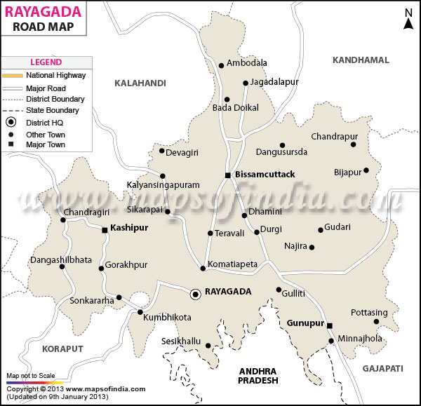 Road Map of Rayagada