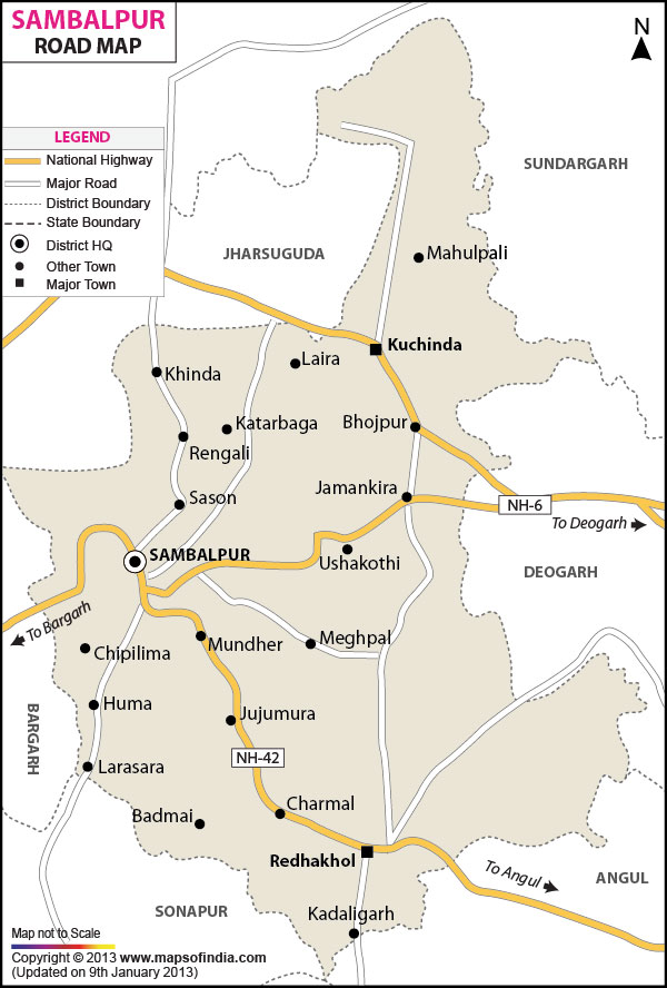 Road Map of Sambalpur