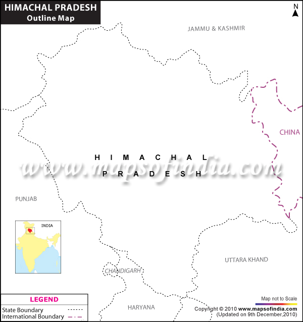 Blank / Outline Map of Himachal Pradesh