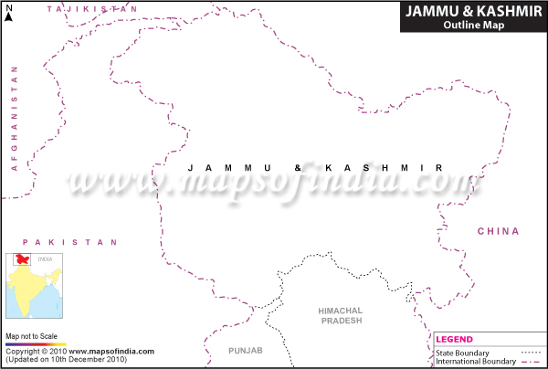 Blank / Outline Map of Jammu & Kashmir