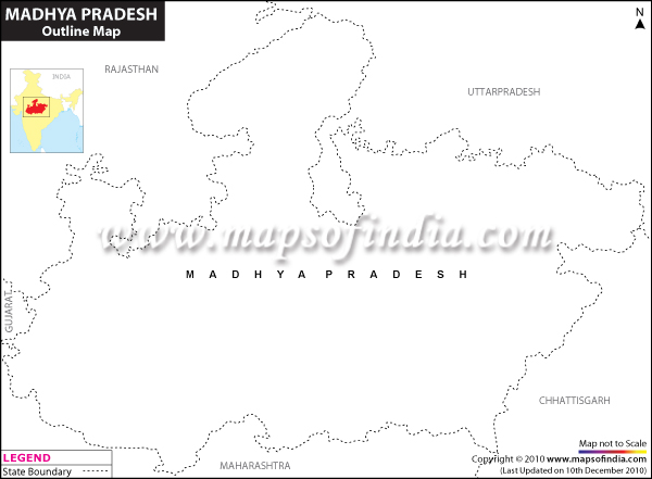 Blank / Outline Map of Madhya Pradesh