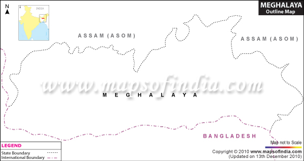 Meghalaya Outline Map, Blank Map of Meghalaya