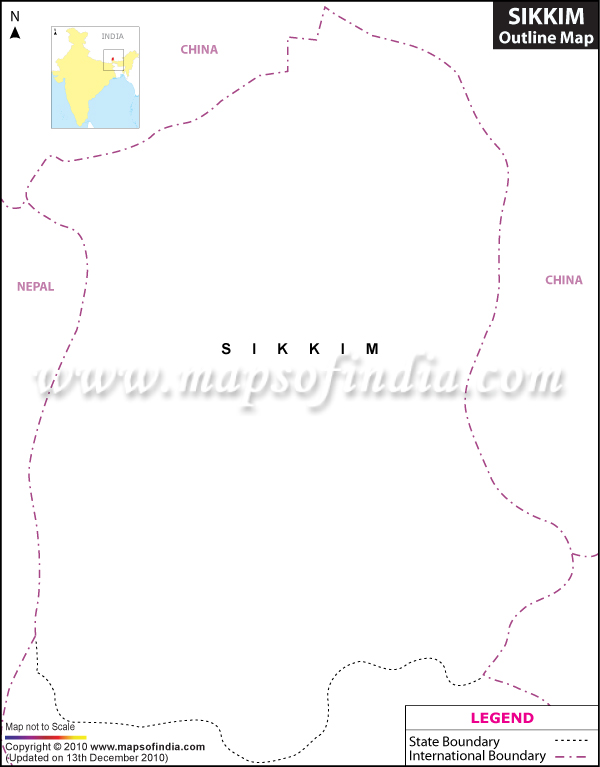 Blank / Outline Map of Sikkim