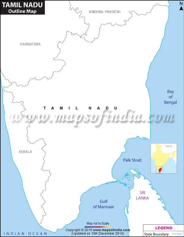 Blank / Outline Map of Tamil Nadu