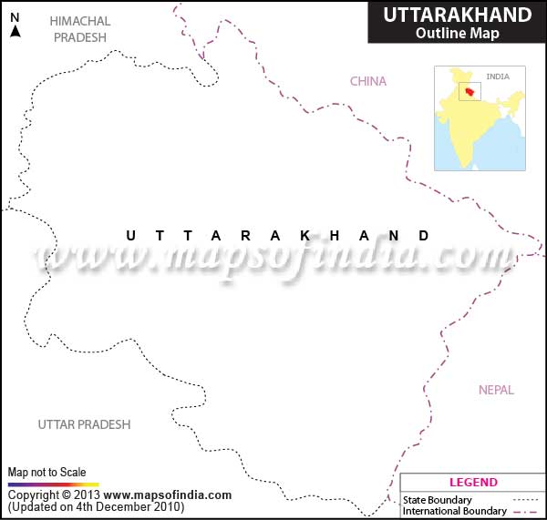Blank / Outline Map of Uttarakhand/Uttarakhand