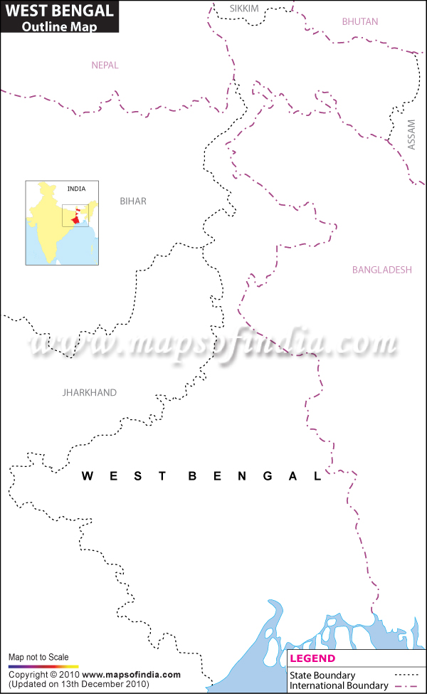 Blank / Outline Map of West Bengal