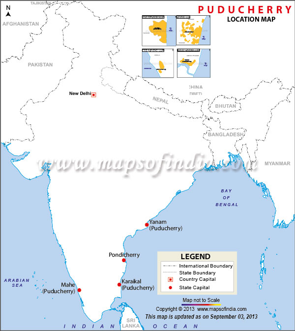 Mahe In India Map Where Is Puducherry Located In India | Puducherry Location Map