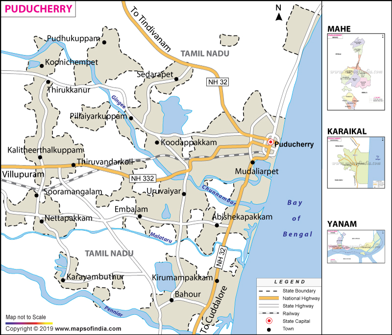 Puducherry Map Tourist Places Travel Information And Facts