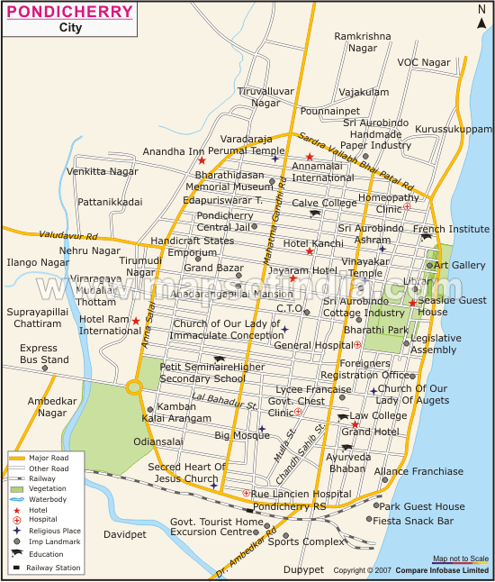 pondicherry tourist places map