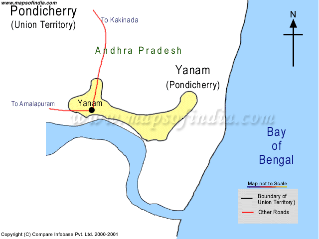 Road Network Map of Yanam Pocket - Pondicherry