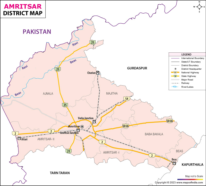 Amritsar In India Map