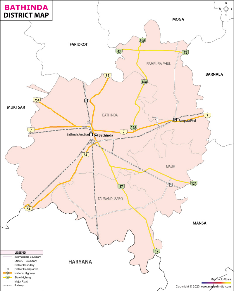 District Map of Bathinda