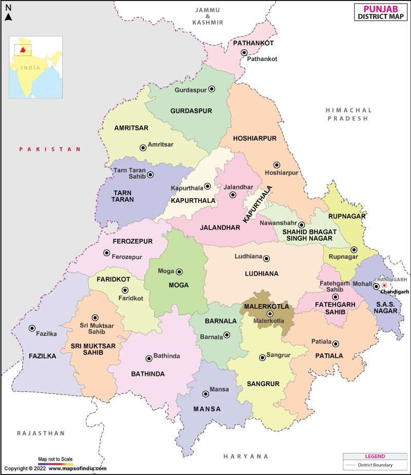 Districts Map of Punjab