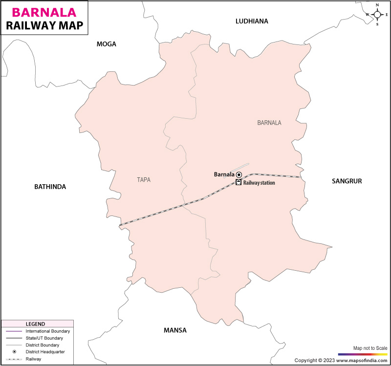 Railway map of Barnala